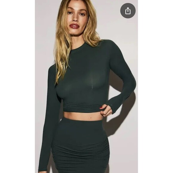 Skims Fits Everybody Long Sleeve Tshirt Deep Sea - Picture 5 of 5